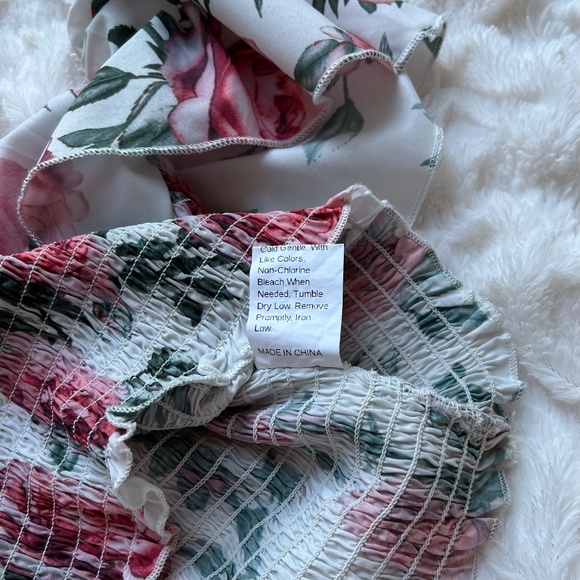 Girls Shirred Floral Tube Crop Top - Picture 12 of 14